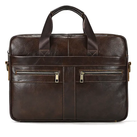 Men's Genuine Leather Briefcase Top Layer Cowhide Business Laptop Bag Handbag Single Shoulder Crossbody Bag