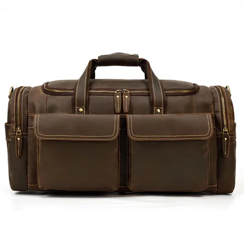 Borsa da Viaggio Retro in Vera Pelle Grande Capacità Borsa Multifunzionale Uomini Viaggio d'Affari Duffle Bag