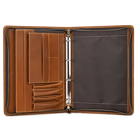 Men's Vintage Genuine Leather Clutch Bag Business A4 Document Folder Large Capacity Tablet Protective Sleeve Portfolio Bag