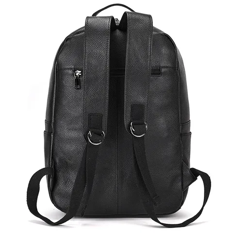 Men Genuine Leather Business Backpack Large Capacity Waterproof Commuting Travel Computer Bag Cowhide Rucksack