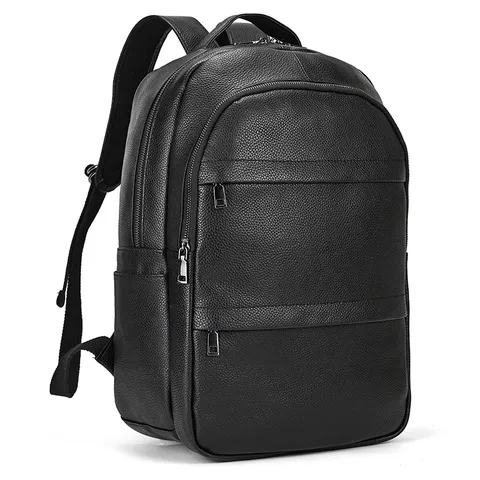 Men Genuine Leather Business Backpack Large Capacity Waterproof Commuting Travel Computer Bag Cowhide Rucksack