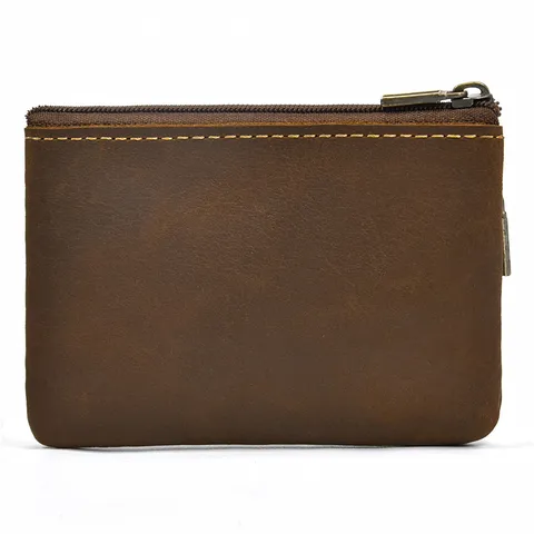 Vintage Echt Lederen Rits Muntjesbeurs Toplaag Rundleer Draagbare Mini Kleine Portemonnee Voor Mannen En Vrouwen