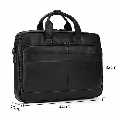 Mens Genuine Leather Briefcase Laptop Bag Vintage Crazy Horse Leather Business Commute Handbag Shoulder Bag