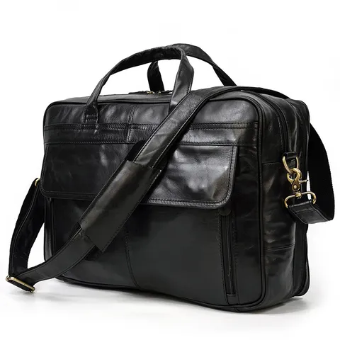 Valigetta d'Affari da Uomo Vintage in Vera Pelle Borsa per Laptop Grande Capacità Borsa da Ufficio Lavoro