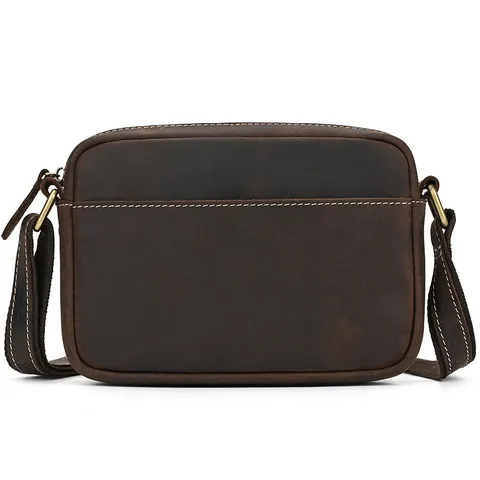 Men's Genuine Leather Shoulder Bag Retro Crazy Horse Leather Crossbody Bag Casual Business Travel Handbag