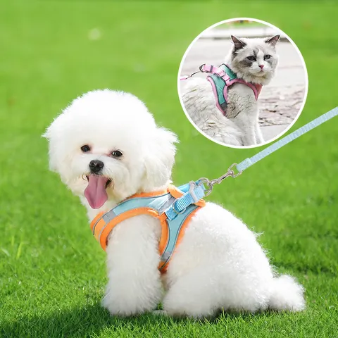 Pet Dog Harness And Leash Set Reflective Imitation Deerskin Small Dogs Cats Vest Harness Anti-Escape Walking Lead