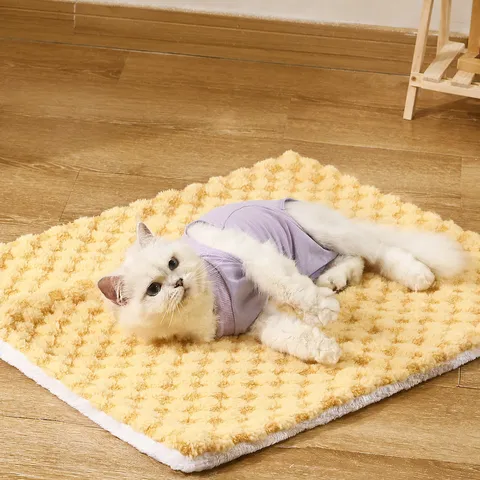 Couverture Chaude et Épaisse pour Animaux Domestiques à Carreaux Tapis de Sommeil pour Chat et Chien Tapis de Lit Moelleux en Polaire