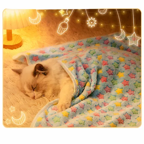 Couverture pour Animaux en Velours de Lait Épaissie Tapis Chaud et Doux pour Chat et Chien Toutes Saisons Tapis de Couchage Imprimé Mignon Fournitures pour Animaux