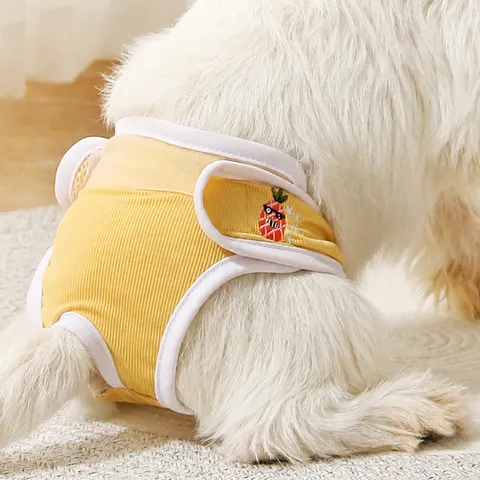 Pantalones Fisiológicos para Perros Hembra con Bordado de Dibujos Animados Pañales Sanitarios Transpirantes de Algodón