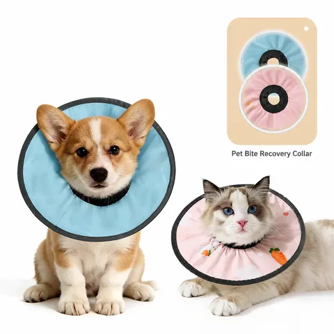 Waterproof Pet Elizabethan Collar Cute Recovery Cone Soft Adjustable Anti Lick Cat Dog Wound Healing Protective Neckwear