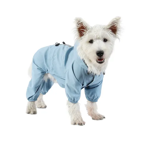 Imperméable pour Chien Réfléchissant Combinaison à 4 Pattes Respirante Veste de Pluie à Capuche Vêtements pour Animaux