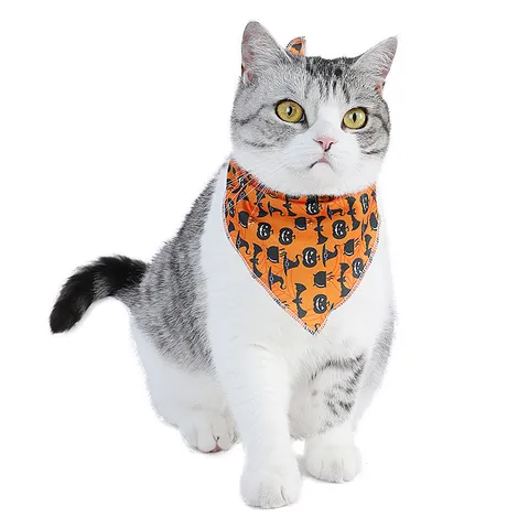 Halloween Pet Bib Triangle Scarf Cute Pumpkin Cat Dog Bandana Costume Holiday Party Apparel Pet Accessories