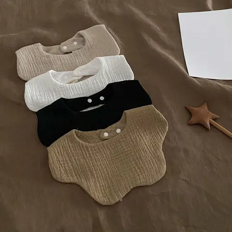 Nordischer Stil Blütenblatt Baby Lätzchen Einfarbig Neugeborene Speichel Handtuch Klasse A Baumwolle Gaze Säugling Halstuch Saugfähig