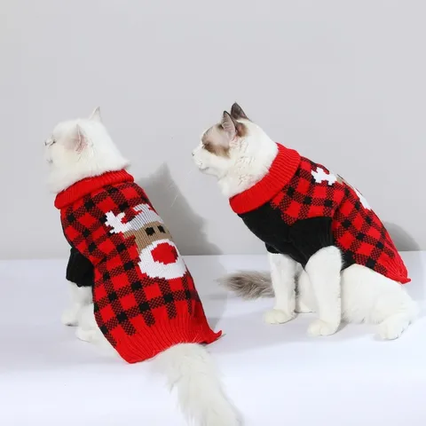 Schattige Kerst Honden Trui Pup Winter Warme Gebreide Kleding Kerstman Rendier Sneeuwpop Huisdier Kleding