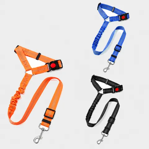 Adjustable Elastic Reflective Pet Car Seat Belt Dog Leash Safety Travel Vehicle Leash For Small Medium Dogs