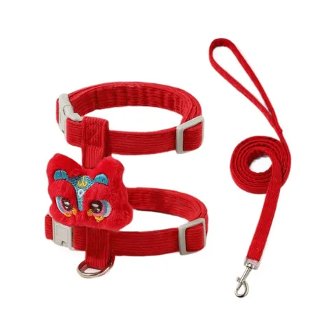 Chinese Leeuwendans Huisdier Tuigje en Lijn Set Schattige Pluche Leeuw Polyester Kat Borstband Kleine Dier Looplijn