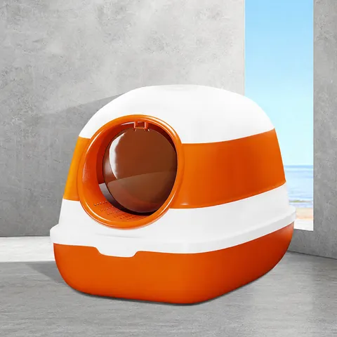 Caja de Arena para Gatos Plegable y Cubierta Gran Baño Cerrado para Mascotas con Desodorante y Diseño Antisalpicaduras