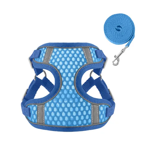 Pet Cat Dog Harness And Leash Set Breathable Mesh Reflective Vest Style Harness For Walking Pet Supplies