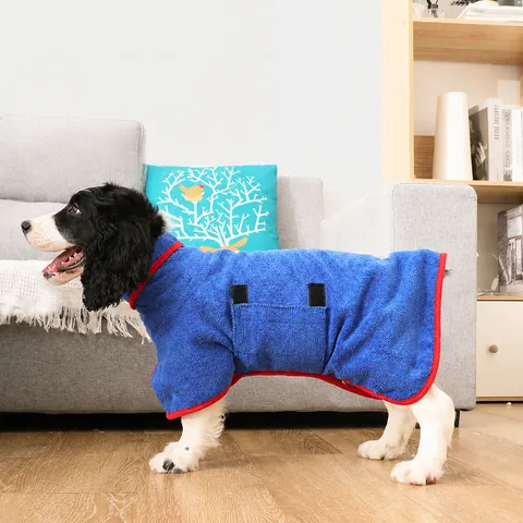 Albornoz de Microfibra para Mascotas Toalla de Perro de Secado Rápido Suave Absorbente Bata de Baño con Capucha Ajustable Suministros para Gatos Perros