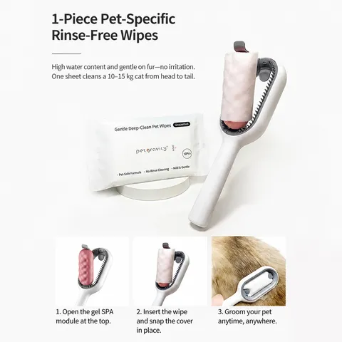 Pet Hair Removal Comb Cat And Dog Cleaning Brush With Wet Wipes Massage Grooming Tool Multi-functional Pet Supplies