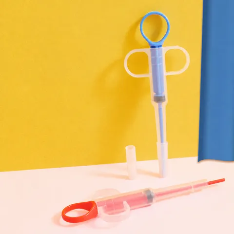 Pet Medicine Feeder Plastic Press Type Double Head Feeding Tool With Soft Silicone Tip For Cats Dogs
