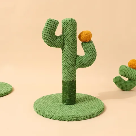 Cactus Cat Scratching Post Sisal Rope Cat Scratcher Cute Plant Climbing Frame Interactive Pet Toy For Cats