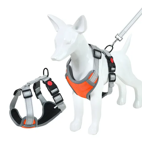 Reflecterende Oxford Stof Huisdier Hondentuig Vest Verstelbaar Mesh Honden Borstband En Lijntje Set Voor Wandelen