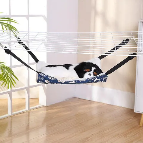 Adjustable Double Layer Pet Hammock Canvas Hanging Bed Cute Print Cat Sleeping Nest Pet Supplies