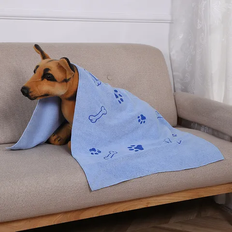Toalla de Baño Gruesa para Mascotas Súper Absorbente de Secado Rápido Suministro de Limpieza Perro Gato Fibra Suave Estampado
