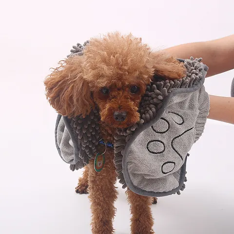 Toalla Absorbente para Mascotas Forro Polar de Coral con Bolsillo Grande