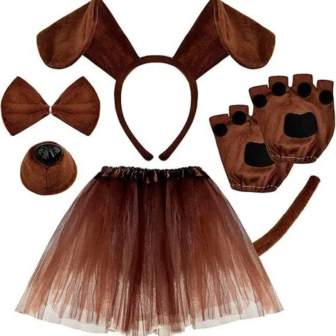 Halloween Dog Costume Set Animal Ears Headband Bowtie Nose Tail Tutu Skirt Party Cosplay Performance Dress Up Props