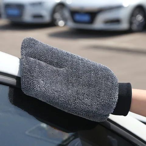 Gant de Lavage Auto en Microfibre Chiffon de Nettoyage Doux à Boucles Torsadées Multifonctionnel pour Entretien Véhicule