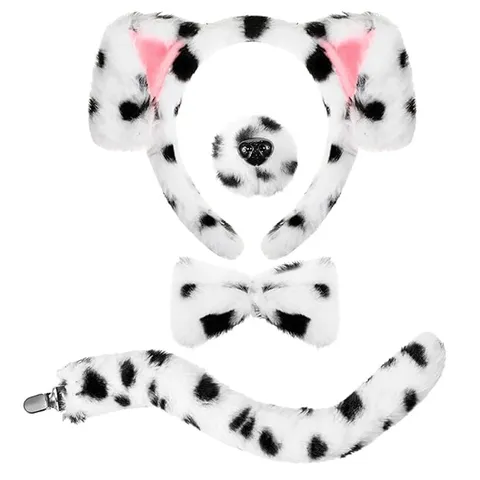 Easter Plush Dalmatian Dog Headband Cute Animal Hair Accessories Set Cosplay Party Performance Costume