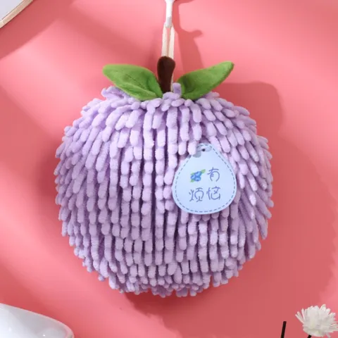 Cute Chenille Hand Towel Fruit Shape Hanging Absorbent Kitchen Dish Cloth Soft Fast Drying Washcloth Cleaning Towel