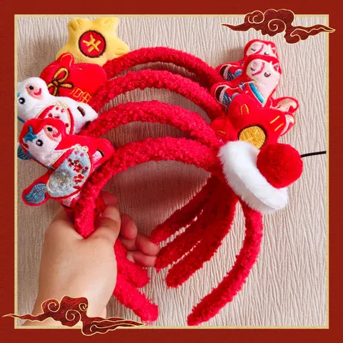 New Year Cute Horse Plush Headband Cartoon Animal Hair Hoop Festival Party Hair Accessories For Adults Kids
