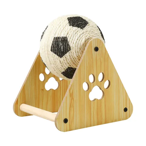 Wooden Sisal Cat Scratching Ball Interactive Pet Toy With Stand Cat Scratch Board For Claw Grinding And Cats Play