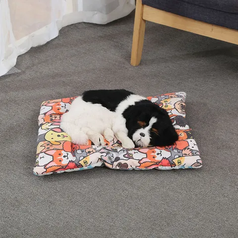 Thickened Canvas Pet Dog Bed Mat Cartoon Printed Breathable Four Season Pet Sleeping Mat For Dogs Cats Puppy Pet Supplies