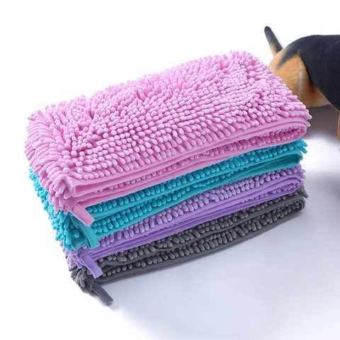 Pet Chenille Absorbent Towel Ultra Soft Microfiber Dog Bath Towel Quick Drying Bathing Cleaning Towel For Pets