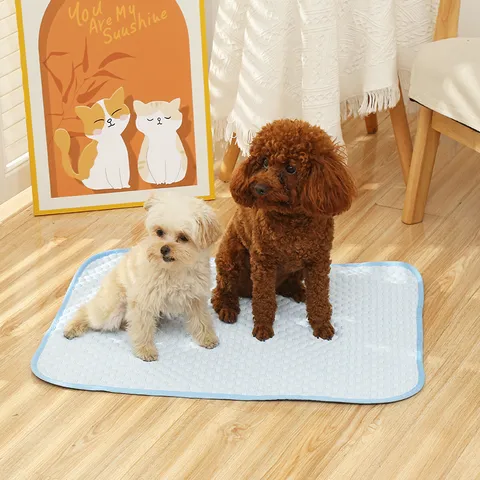Summer Cooling Pet Ice Silk Mat Breathable Dog Cat Cool Pad Geometric Embossed Pet Sleep Mat For Small Medium Dogs