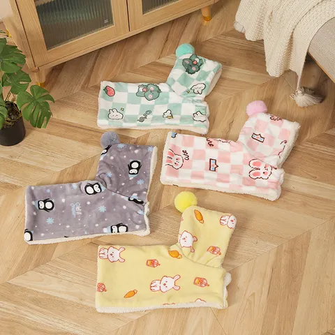 Pet Dog Winter Cloak Coral Fleece Warm Cape Puppy Sleeprobe Cute Cartoon Animal Hooded Coat For Small Dogs Apparel