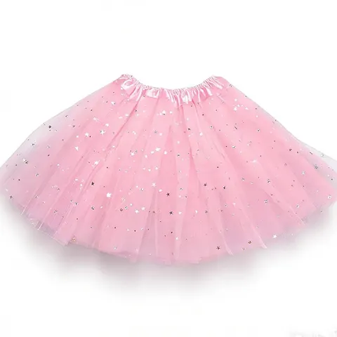 Girls Tulle Tutu Skirt Star Sequin Fluffy Princess Dance Performance Skirt Children Party Wear Polyester Mesh