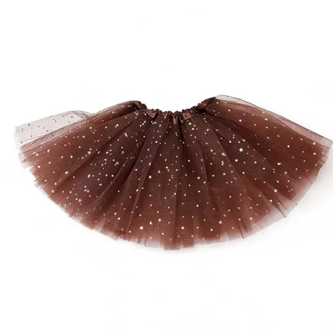 Girls Tulle Tutu Skirt Star Sequin Fluffy Princess Dance Performance Skirt Children Party Wear Polyester Mesh