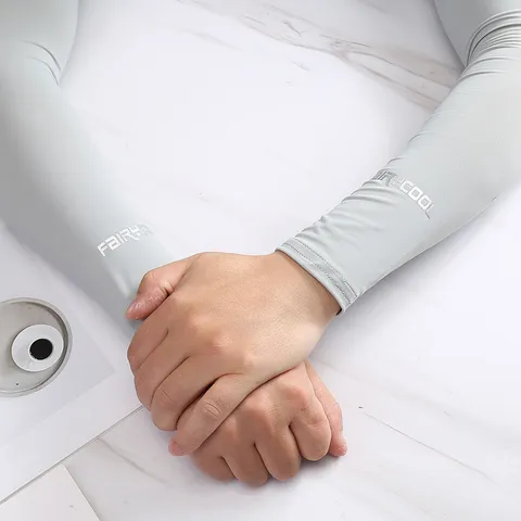 Unisex Ice Silk Sun Protection Arm Sleeves Summer Solid Color Quick Dry Breathable Outdoor Sports Cooling Sleeves