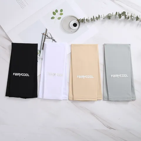 Unisex Ice Silk Sun Protection Arm Sleeves Summer Solid Color Quick Dry Breathable Outdoor Sports Cooling Sleeves