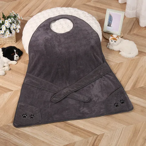 Toalla de Baño para Mascotas Microfibra Forro Polar Coral Absorbente Secado Rápido Albornoz Perro Gato Toalla de Aseo