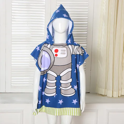 Asciugamano con Cappuccio per Bambini Mantello Portatile Stampa Cartoon Asciugatura Rapida Spiaggia Nuoto Accappatoio Poncho Assorbente