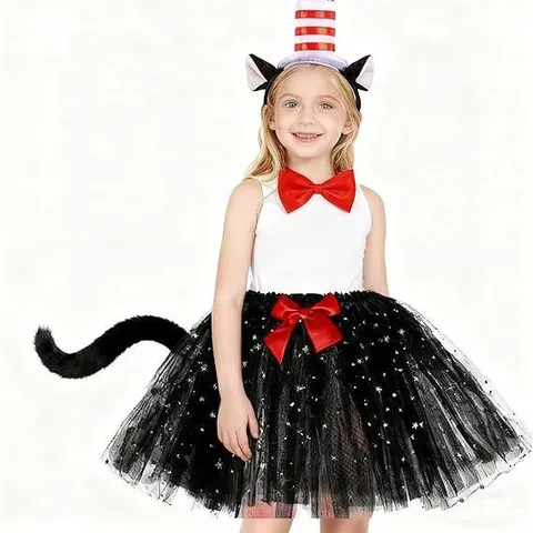Lolita Red And White Striped Cat Ear Headband Cosplay Costume Set Cute Animal Hair Hoops Party Hair Accessories
