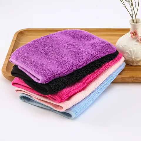 Microfiber Face Towel Soft Absorbent Facial Cleansing Towel Solid Color Bound Edge Makeup Remover Towel For Bathroom Daily