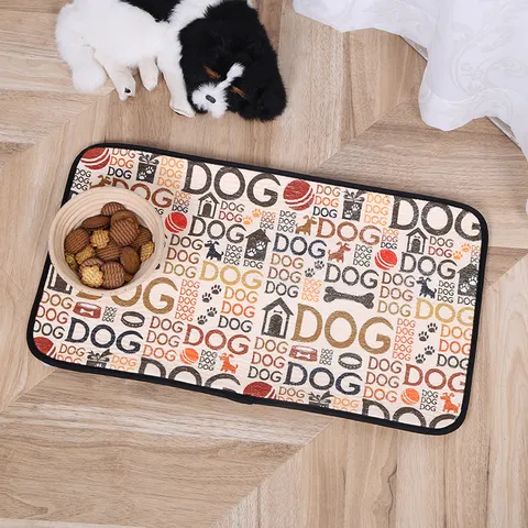 Retro Pet Feeding Mat Waterproof Non-Slip Microfiber Dog Cat Bowl Mat Washable Pet Food Placemat For Small Animals