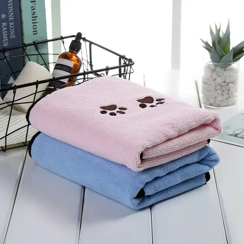 Weiche Mikrofaser Haustier Hund Badetuch Absorbierend Schnelltrocknend Handtuch Mit Süßem Pfotenabdruck Und Schwarzem Rand Haustierpflege Zubehör